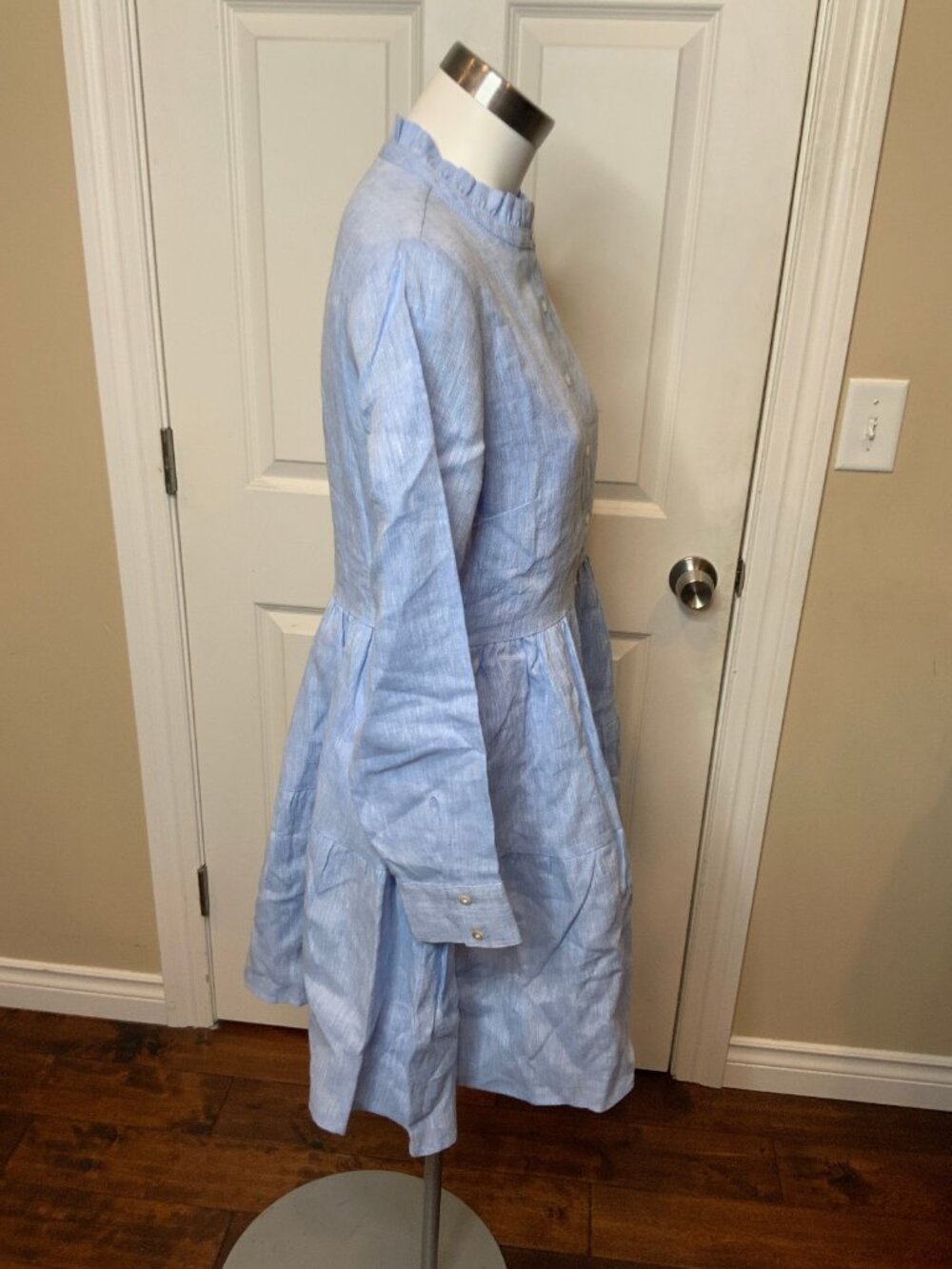 Alice Walk Blue Linen Tiered Shirt Dress, Size S, NWT! $275 - Picture 5 of 9